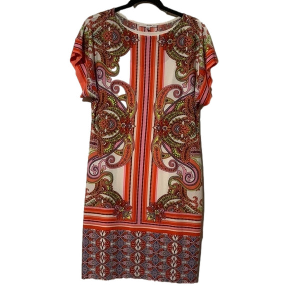Studio One Dresses & Skirts - Studio One New York orange and pink dress with paisley motif size 10P